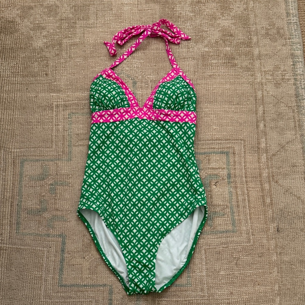 Boden Green and Pink One Piece Swimsuit